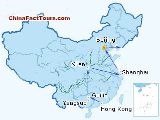 17-Day China Family Vacation Tour Map